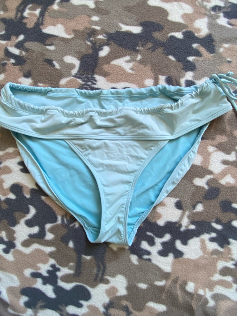Athleta Light Aqua Swim BOTTOM with Folded Waist SIze Xtra Large.